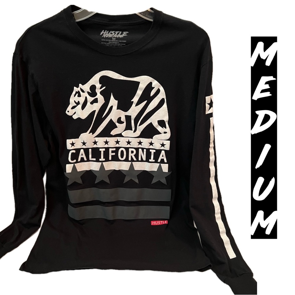 NWT Hustle Avenue Long Sleeve Shirt Black Men’s Size M California T Shirt